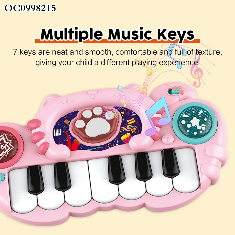 Wholesale Portable Baby Sensory Music Light-up Keyboard Hand Drum Musical Electronic Instruments Piano Toy with Flashing Light