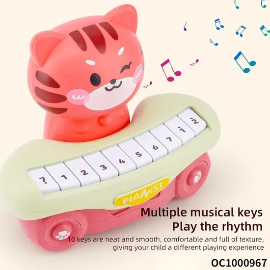 Wholesale Cartoon Tiger Toy Musical Instruments Battery Operated Toy Small Piano Keyboard Toy for Baby with Light up Music