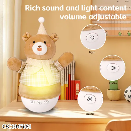Wholesale Baby Soothing Doll Animal Bear Soft Plush Cute Toy with Light up and Music