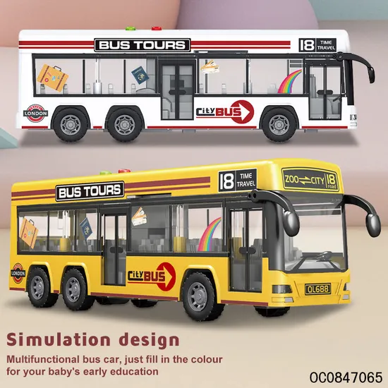 Wholesale Children Friction Miniature Bus Baby Car Toy Model with Sound Light