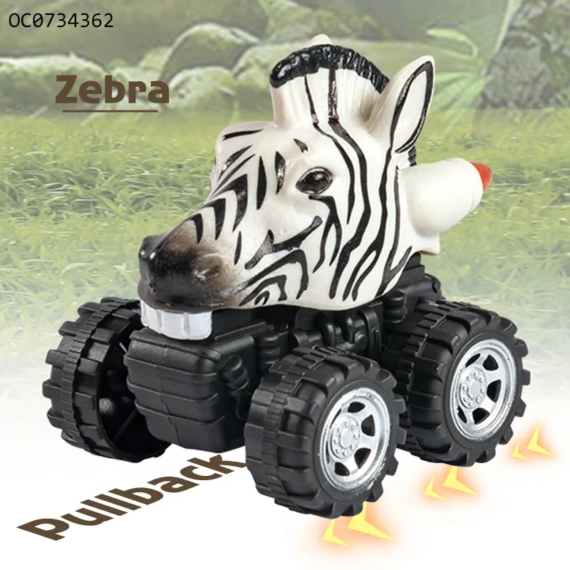 Wholesale Miniature Zebra Elephant Giraffe Lion Plastic Animals Small Pullback Cars Set Toy Car